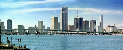 downtown, water, bay, skyscrapers, buildings, Miami Skyline, Panorama