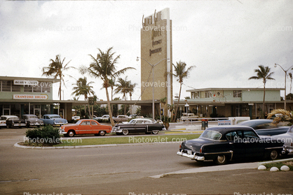 Golden Gate Motel, cars, Cadillac, Apartments, Naples, Car, Automobile, Vehicle, 1950s