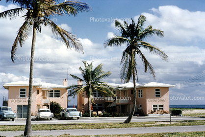 Silver Sands Motel, beach, building, Cars, Automobiles, Vehicle, 1950s