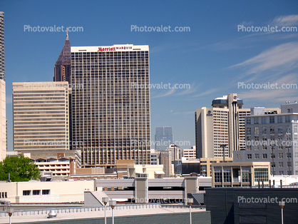 Marriott Marquis, Downtown Atlanta, buildings, cars, high-rise, skyscrapers