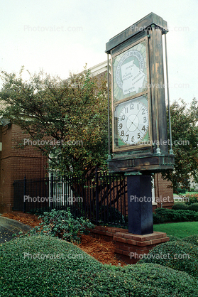 Clock, park, manicured bushes, Savannah