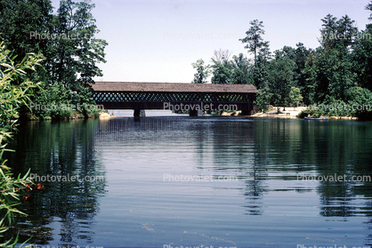 Covered Bridge, lake, river, water