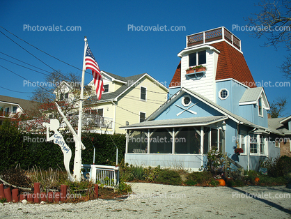 Building, Colorful Home, House, porch, Cape May