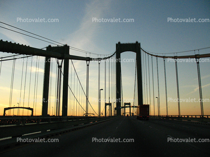 Delaware Memorial Bridge, 8 lanes of Interstate I-295 and US-40, steel suspension bridge