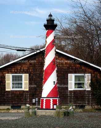 Home, House, building, candy striped lighthouse