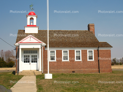 Taylor's Bridge School, District-66, Schoolhouse, Exterior, Outdoors, Outside, brick one-room Building