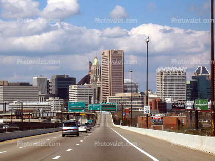 Baltimore Skyline, buildings, cityscape, freeway