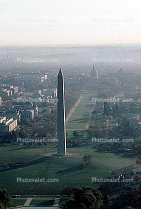 Washington Monument, White House, the mall, smog, haze