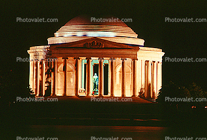Jefferson Memorial, Night, Exterior, Outdoors, Outside, Nighttime