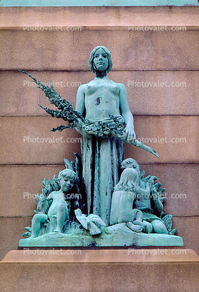 Patina Bronze Statue, Statuary, Sculpture, Girl, Female