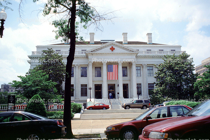 American Red Cross headquarters, building, cars, columns