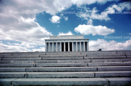 Lincoln Memorial, stairs, steps, clouds