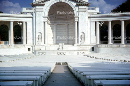 Amphitheater at Arlington National Cemetery, outdoor theater, benches