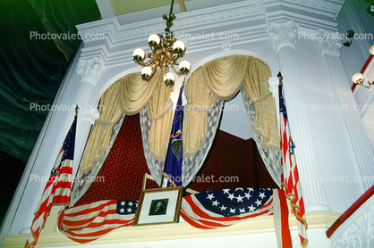 Ford's Theatre Interior, Balcony, Chandelier, Drapes
