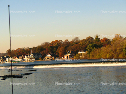 Boathouse Row, Schuylkill River, Panorama, Buildings