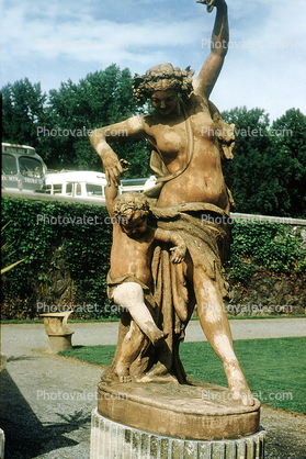 Cherub statue, sculpture, figure, Biltmore Estate, Asheville, August 1958, 1950s