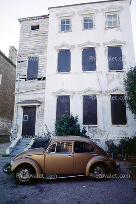 Volkswagen bug, building, car, home, house, Charleston