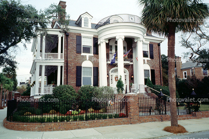 Mansion, Building, Home, House, Balcony, palm tree, Charleston