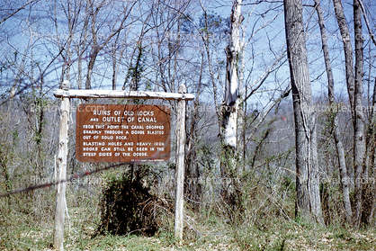Ruins of Old Locks and Outlet of Canal marker, signage, Fairfax County Park Authority