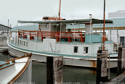Passenger Ferry Boat, Dock, harbor, July 1974, 1970s