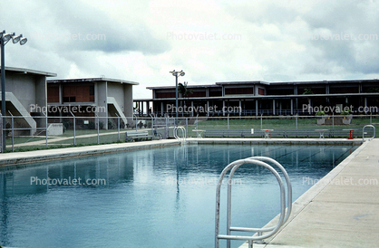Swimming Pool, Apartment Buildings, Water, 1950s
