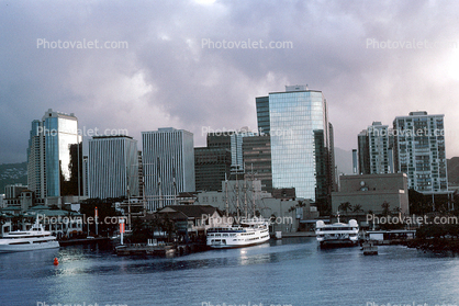 Skyline, Ferryboats, Buildings, Docks, Pearl Harbor