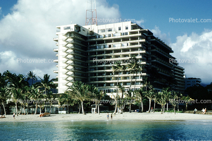 Ocean Towers Hotel on the beach, 1963, 1960s