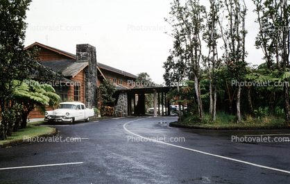 Volcano House Hotel, building, 1955 Cadillac, car, 1960s