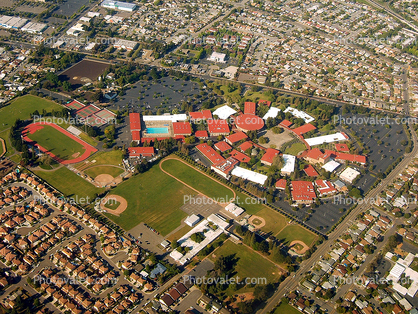 Chabot College, Red Roofs, Fields, College, Urban Sprawl, Hayward