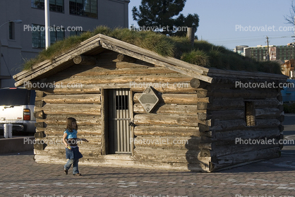 Jack London's Klondike Log Cabin, Jack London Square, Grass Roof, Oakland, California