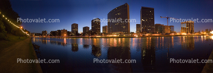 Lake Merritt, Downtown Oakland, Panorama, Twilight, Dusk, Dawn