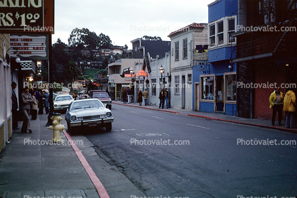 Cars, automobile, Downtown Tiburon, 1978, 1970s