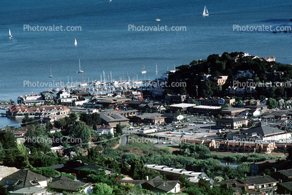 Marin County, Tiburon Harbor, buildings, boats