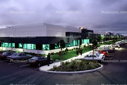 Cars, Parking Lot, buildings, company, business, Sunnyvale, Silicon Valley, Twilight, Dusk, Dawn