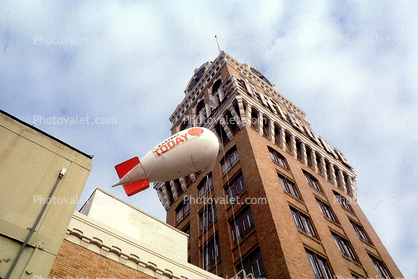 Oakland Tribune Tower, building, small blimp