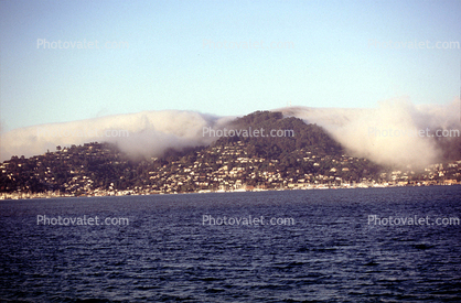 Sausalito, fog, hills, coastal, coastline