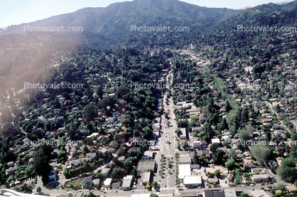 Hills, homes, buildings, Miller Avenue, Mill Valley