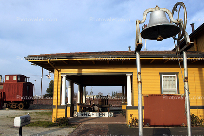Bell, Shafter Depot Museum, railroad station, building, Shafter, Kern County
