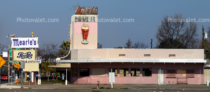 Mearle's Drive-In, Art-deco building, Visalia, Tulare County, Panorama