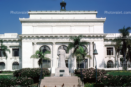 San Buenaventura, County Building, Padre Sculpture, landmark building, City Hall, El Camino Real, 14 February 1988