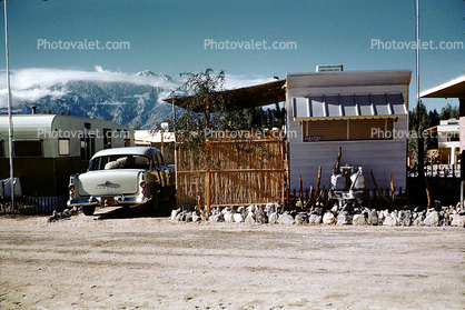 Desert Hot Springs, Trailer Home, Oldsmobile, car, Automobile, Vehicle, December 1961, 1960s