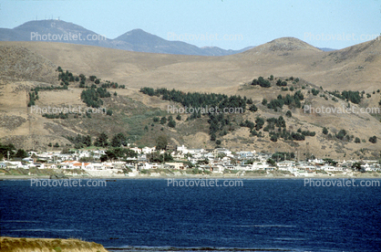 Hills, Buildings, shore, Homes, Houses, Estero Bay, Cayucos