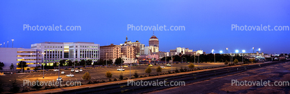 Fresno Skyline, Panorama, Twilight, Dusk, Dawn