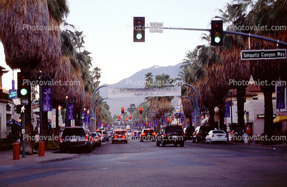  downtown, cars, palm trees, Palm Springs