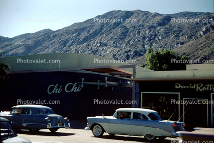 David Roth Chi Chi Club, building, Chevy Car, Cadillac, Palm Springs, March 1958,1950s