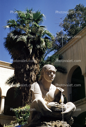 Statue, Water Fountain, aquatics, Palm Trees, Balboa Park