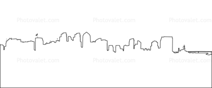 San Diego Skyline Outline, line drawing