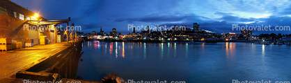 Pier, Classic Panorama of Fisherman's Wharf, Panorama, Twilight, Dusk, Dawn