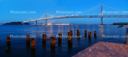 San Francisco Oakland Bay Bridge, Panorama, Twilight, Dusk, Dawn