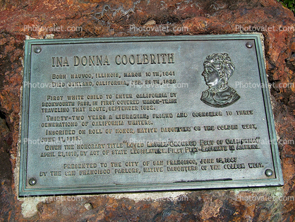 Bronze Plaque for Ina Donna Coolbrith, Park, Russian Hill